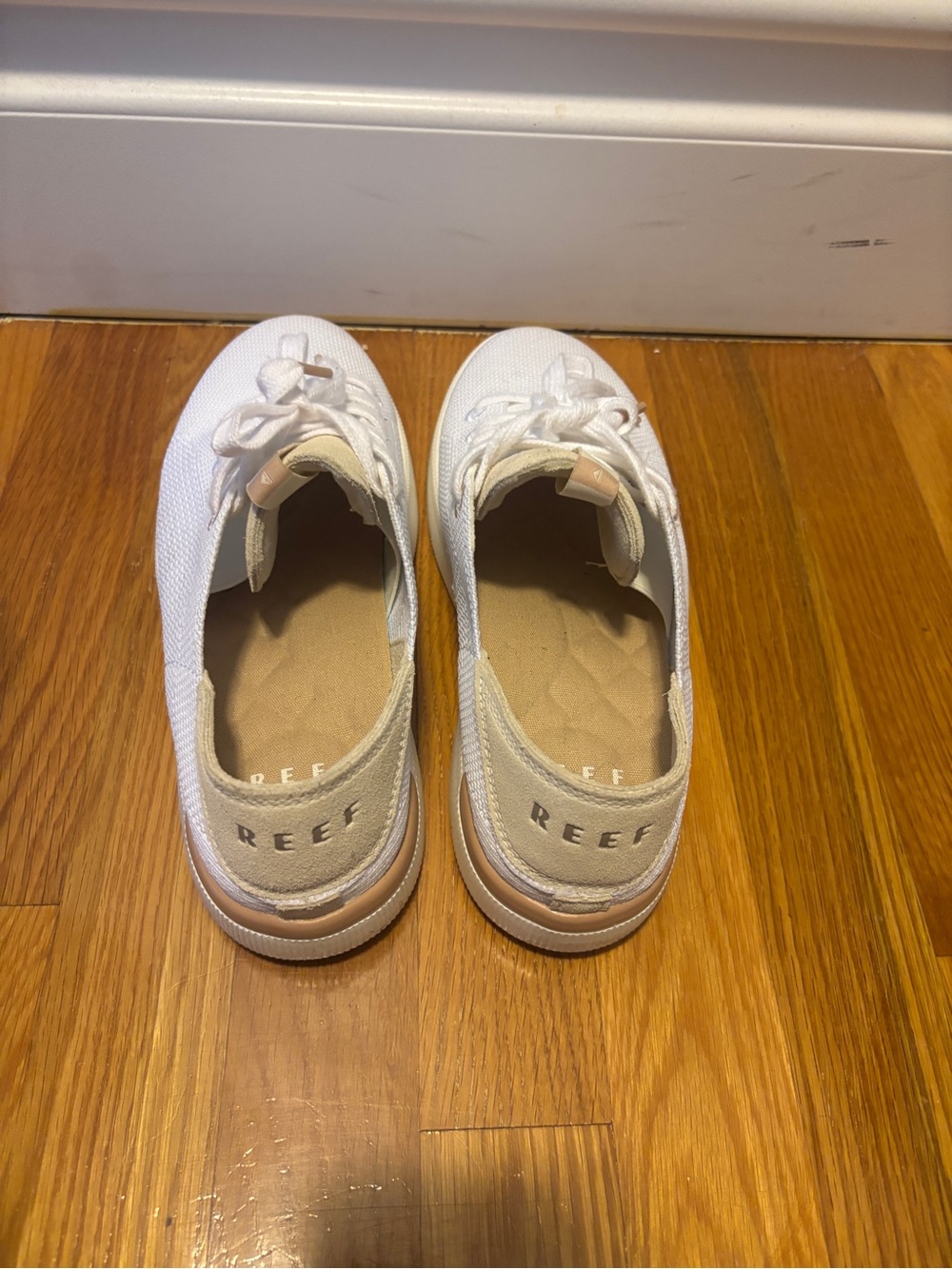 REEF White Canvas Lace-Up Sneakers with Tan Accent - Picture 3 of 4